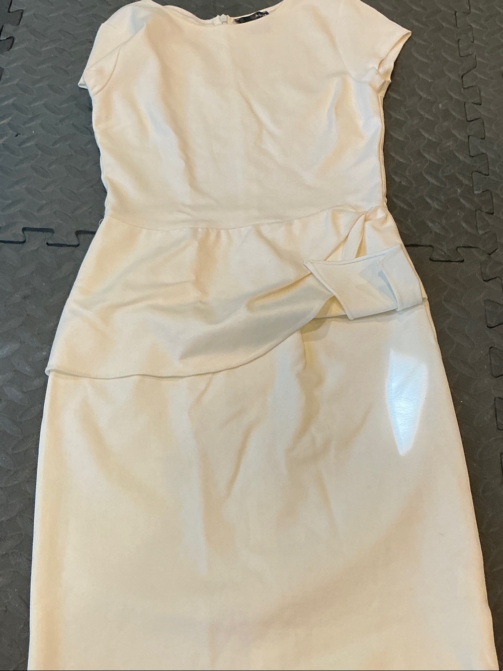 Aqua Cream Asymmetrical Peplum Sheath Dress